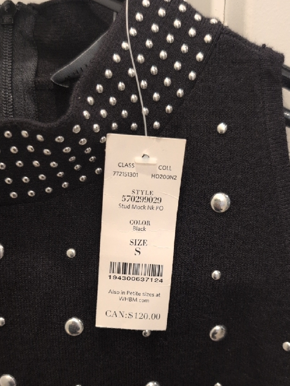White House Black Market Black Stud-Accent Knit Top - Picture 4 of 5